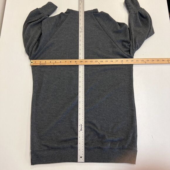Socialite Tunic Dress XS Extra Small Gray Ribbed Mock Mid Sleeve Raglan Seams - Picture 6 of 10